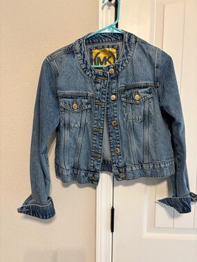 Michael Kors Girls' Light Blue Denim Jacket with Gold-Tone Buttons
